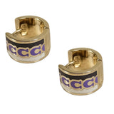 COACH SIGNATURE C LOGO ENAMEL TRITONE HUGGIE HOOP EARRINGS