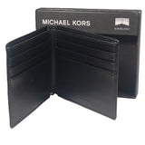 MICHAEL KORS MEN'S JET SET BIFOLD BLACK CANVAS SLIM WALLET BOXED 86F5SANF50 EMBOSSED