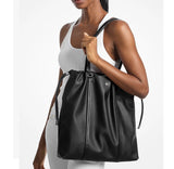 MICHAEL KORS MATILDA LARGE CINCH TOTE BAG BLACK 35T6SMTT9V DRAWSTRING