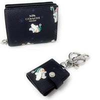 COACH BOXED SNAP WALLET AND PICTURE FRAME BAG CHARM WITH SNOWMAN PRINT C6941