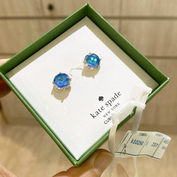 BOXED KATE SPADE BRIGHT IDEAS STUD EARRINGS IN SAPPHIRE O0R00324