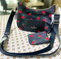 KATE SPADE CHELSEA ROSE TOSS PRINTED CROSSBODY KE437 FLOWER + EXTRA POUCH