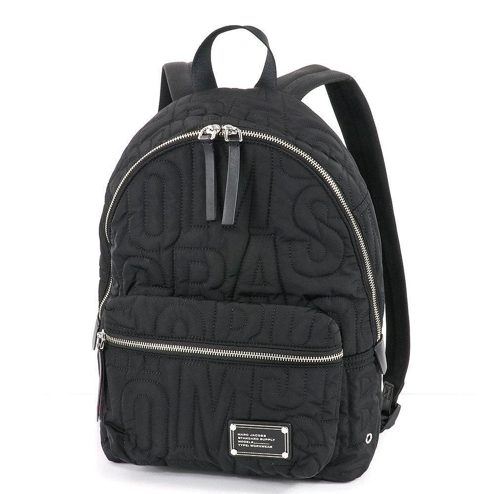 MARC JACOBS LARGE QUILTED LOGO NYLON BACKPACK 4S4HBP001H02 BLACK cadysdeluxe