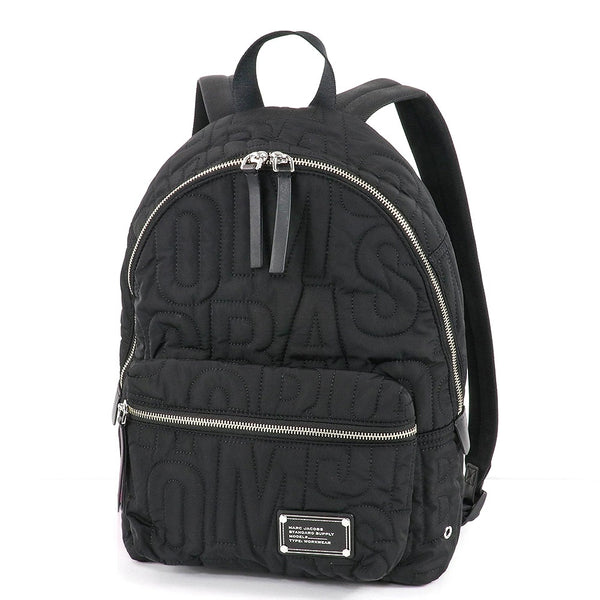 MARC JACOBS LARGE QUILTED LOGO NYLON BACKPACK 4S4HBP001H02 BLACK