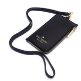 KATE SPADE KATE SPADE CARD CASE LANYARD KC573 BLACK SAFFIANO LEATHER