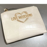 LOVE M 0 S C H I N O SMALL WALLET VEGAN  JC5685PP0EKB111A BOXED EMBOSSED CREAM