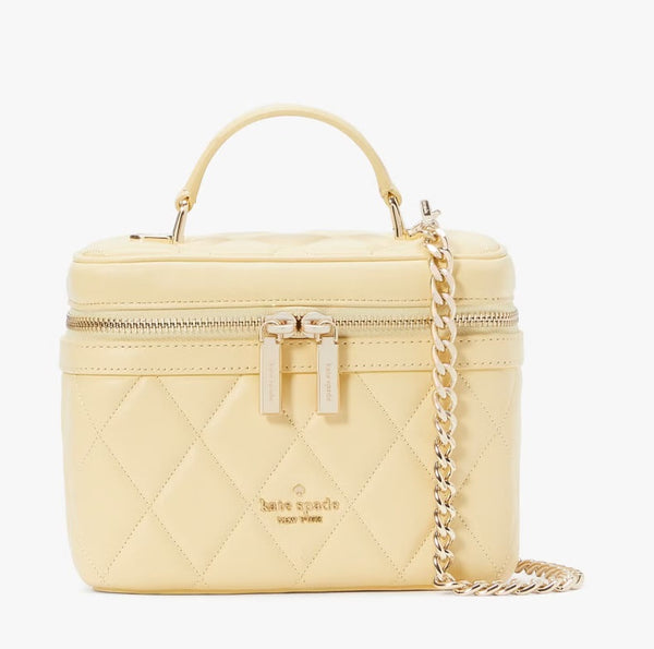 KATE SPADE CAREY TRUNK CROSSBODY BAG KB563  VANITY QUILTED YELLOW BUTTER