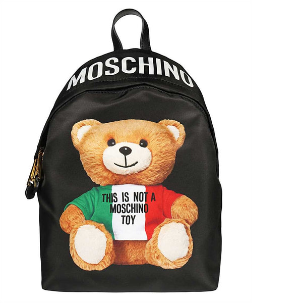 MOSCHINO BACKPACK BAG ITALIAN TEDDY BEAR PU BLACK A7633 8213