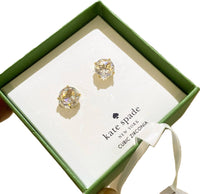 KATE SPADE BOXED FLYING COLOR BEZEL STUDS EARRINGS CLEAR CRYSTAL AB O0R00004