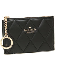 KATE SPADE CAREY SMALL CARD HOLDER SMOOTH QUILTED BLACK # KA598