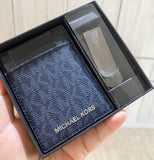 MICHAEL KORS BOXED GIFTING MONOGRAM MONEY CLIP CARD CASE SET blue  37H9LGFD1B