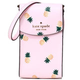 KATE SPADE k7276  STACI PINEAPPLE NORTH SOUTH FLAP PHONE CROSSBODY PINK FLOWER FLORAL