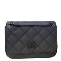 TORY BURCH 89545 WILLA SMALL BLACK MATTE WITH BLACK HARDWARE DIAMOND QUILTED