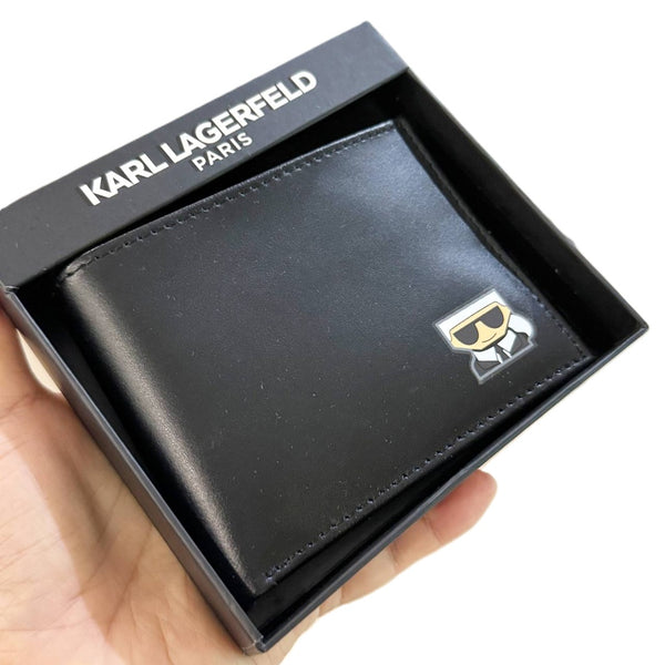 KARL LAGERFELD BIFOLD MAN WALLET BLACK FULL LEATHER LA4W0002