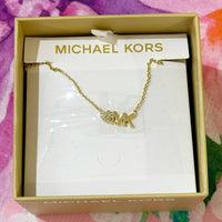 MICHAEL KORS GOLD-TONE BRASS PENDANT NECKLACE MKJX8024710 BOXED