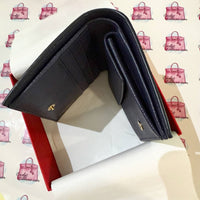 FERRAGAMO GANCINI COMPACT WALLET CALF LEATHER SMALL BIFOLD 726512 DARK BLUE