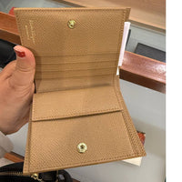 FERRAGAMO GANCINI COMPACT WALLET CALF LEATHER SMALL BIFOLD 726512 LIGHT BROWN
