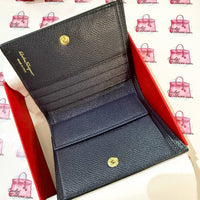 FERRAGAMO GANCINI COMPACT WALLET CALF LEATHER SMALL BIFOLD 726512 DARK BLUE