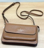 KATE SPADE WOMEN LEILA HANDBAG SMALL FLAP CROSSBODY BAG K8284 BROWN WARM GINGER