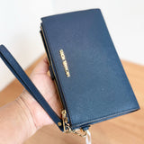 MICHAEL KORS JET SET TRAVEL DOUBLE ZIP WRISTLET PHONE WALLET 35F8GTVW0L NAVY