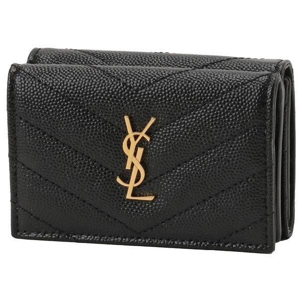 YSL SAINT LAURENT QUILTED MONOGRAM CASANDRE 668274 WALLET BLACK