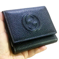 GUCCI SOHO SMALL LEATHER TRIFOLD WALLET BLACK 598207 BOXED