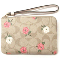 COACH CORNER ZIP WRISTLET FLORAL PRINT  SIGNATURE CR973