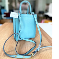 COACH C4828 MINI CASHIN TOTE SAGE GLOVETANNED LEATHER CROSSBODY BAG BLUE