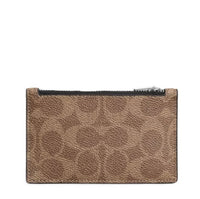 COACH ZIP CARD CASE IN SIGNATURE CANVAS IN TAN/CHALK CV764