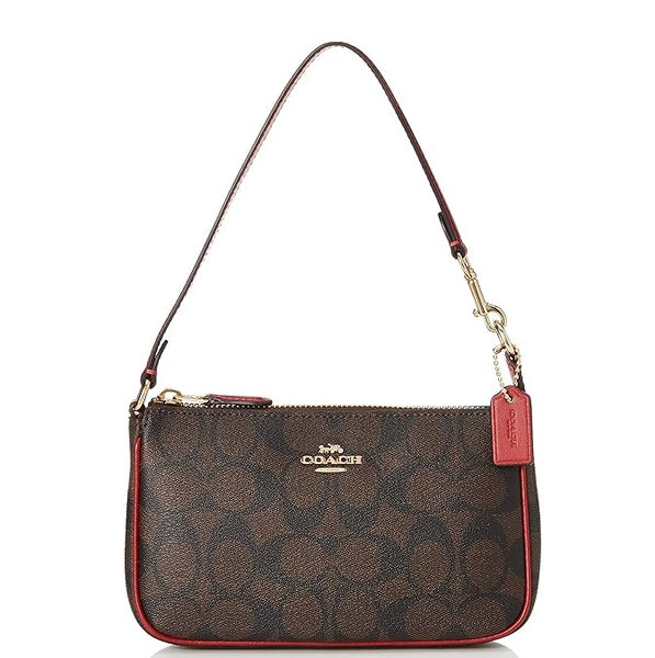 COACH C3308 NOLITA 19 IN SIGNATURE BROWN RED TRIM