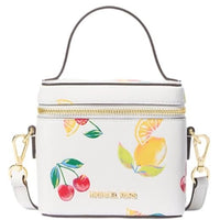 MICHAEL KORS SANDRINE SMALL SEQUINED FRUIT PRINT CROSSBODY WHITE VANITY