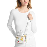 MICHAEL KORS SANDRINE SMALL SEQUINED FRUIT PRINT CROSSBODY WHITE VANITY