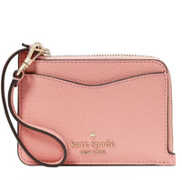 KATE SPADE LEILA WLR00398 SMALL CARD HOLDER WRISTLET BLACK PEACHY PINK