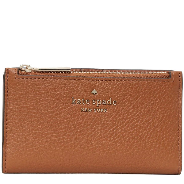 KATE SPADE LEILA SMALL SLIM BIFOLD WALLET WLR00395 SADDLE BROWN