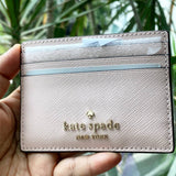 KATE SPADE MADISON SAFFIANO LEATHER SMALL SLIM CARD HOLDER IN CONCH PINK KC582