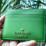 KATE SPADE MADISON SAFFIANO LEATHER SMALL SLIM CARD HOLDER IN TURTLE GREEN KC582