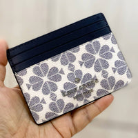 KATE SPADE - SPADE FLOWER FLORAL PVC SMALL SLIM CARD HOLDER NAVY MULTI KG492