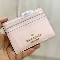 KATE SPADE MADISON SAFFIANO LEATHER SMALL SLIM CARD HOLDER IN CONCH PINK KC582