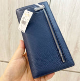 MICHAEL KORS REED LARGE BIFOLD PEBBLED LEATHER SNAP WALLET CARD CASE NAVY 35T4S6RE3L