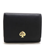 KATE SPADE KAYLA SMALL L-ZIP WALLET BLACK KK056 FULL LEATHER