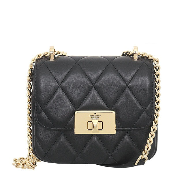 KATE SPADE CAREY QUILTED MICRO FLAP CROSSBODY IN BLACK KJ956