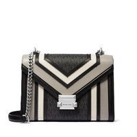 MICHAEL KORS WHITNEY MEDIUM COLOR-BLOCK AND SIGNATURE LOGO SHOULDER BAG BROWN MULTI 35R4GWHL6Y
