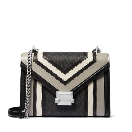 MICHAEL KORS WHITNEY MEDIUM COLOR-BLOCK AND SIGNATURE LOGO SHOULDER BAG BROWN MULTI 35R4GWHL6Y