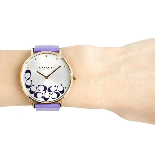 COACH BOXED PERRY QUARTZ WATCH WOMEN 14504135 ANALOG 36MM VIOLET