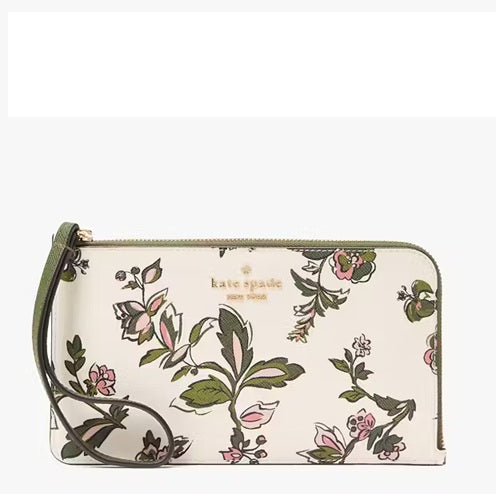 KATE SPADE LUCY FLOWER FLORAL LARGE L-ZIP MERINGUE MULTI KL855