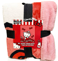 HELLO KITTY CLOUD THROW 50" X 60" FAUX FUR REVERSE THROW BLANKET