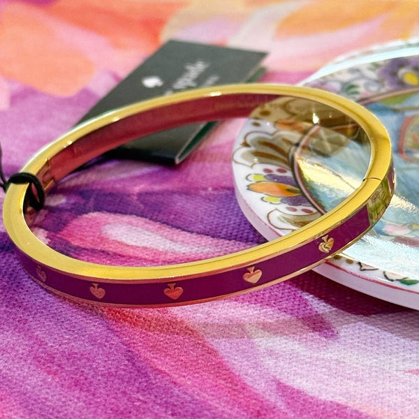 KATE SPADE SPOT ENAMEL HINGED BANGLE BRACELET IN PURPLE O0RU2565 / KJ727