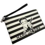 MARC JACOBS X BETTY BOOP LIMITED ED LARGE WRISTLET BLACK WHITE 4P4SCP005S01  STRIPE