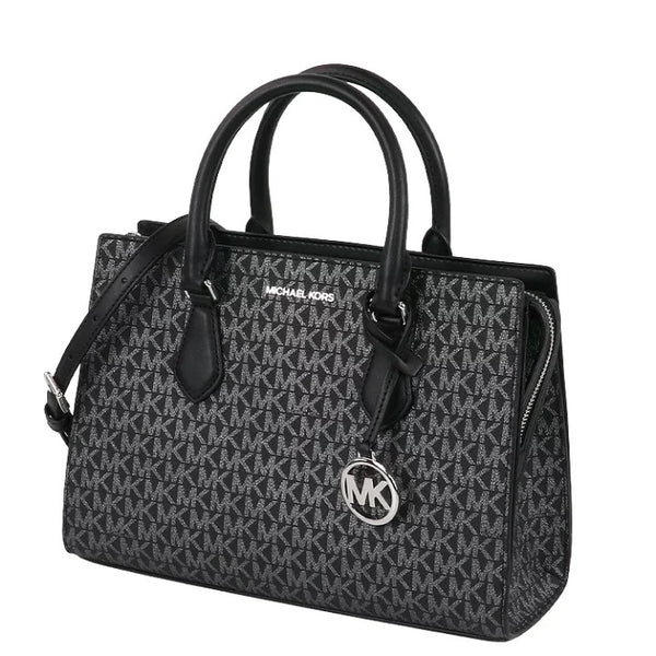 MICHAEL KORS SHEILA SMALL LOGO SATCHEL 35H3S6HS5B BLACK/SILVER