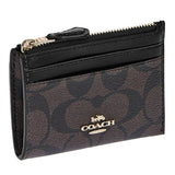 COACH MINI SKINNY ID CASE IN SIGNATURE CANVAS 88208  COIN KEY POUCH DARK BROWN BLACK